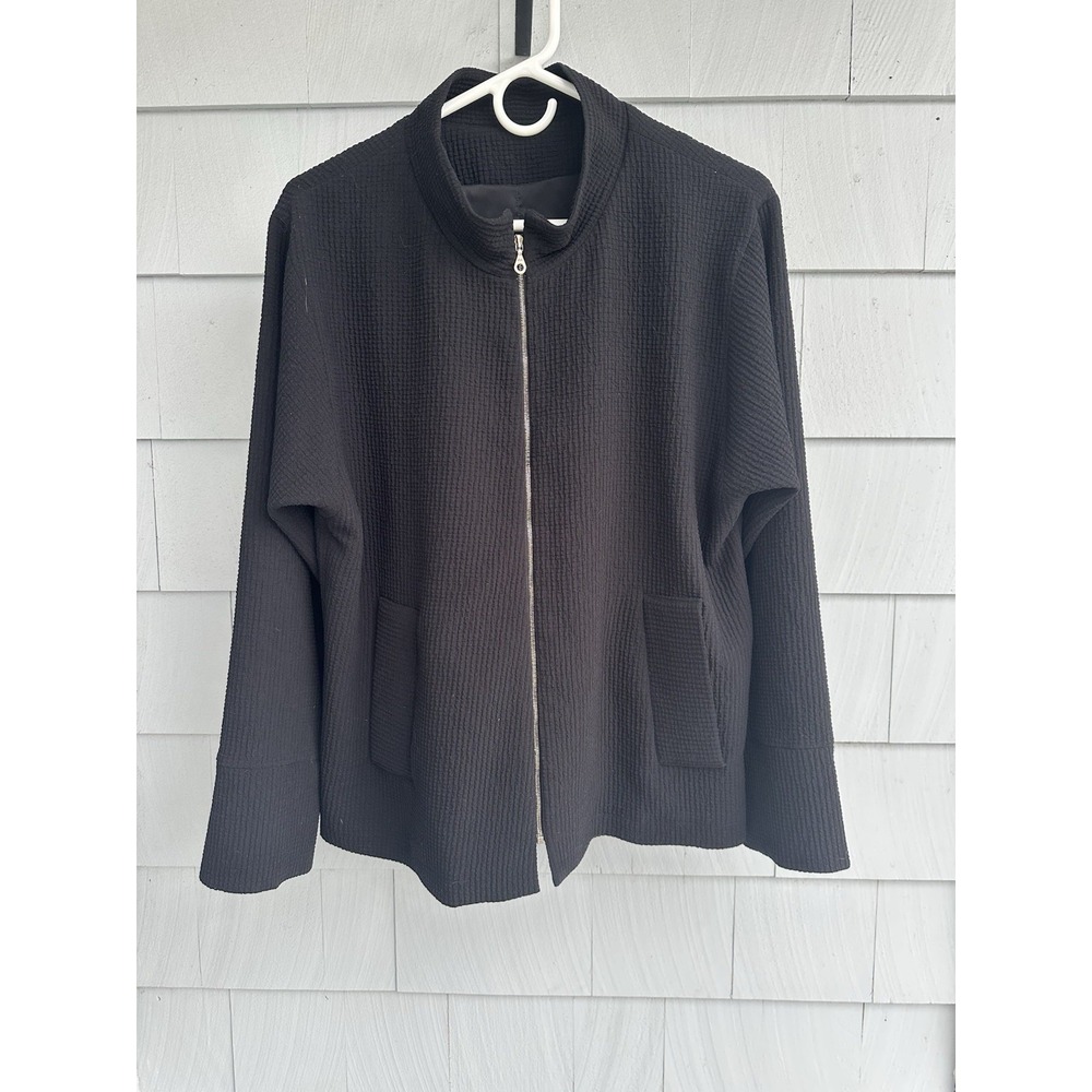 Babette SF Black Textured‎ Zip Jacket Women's Large Minimal Workwear